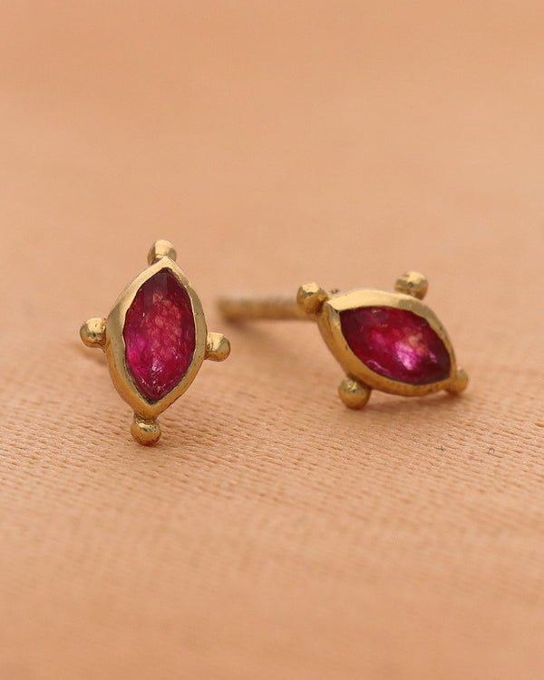 Oval Studs with Dots and Stones