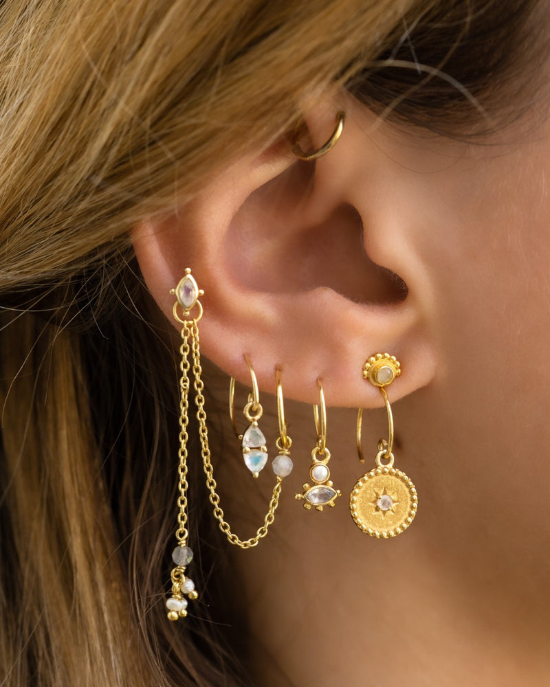 Oval Studs with Dots and Stones