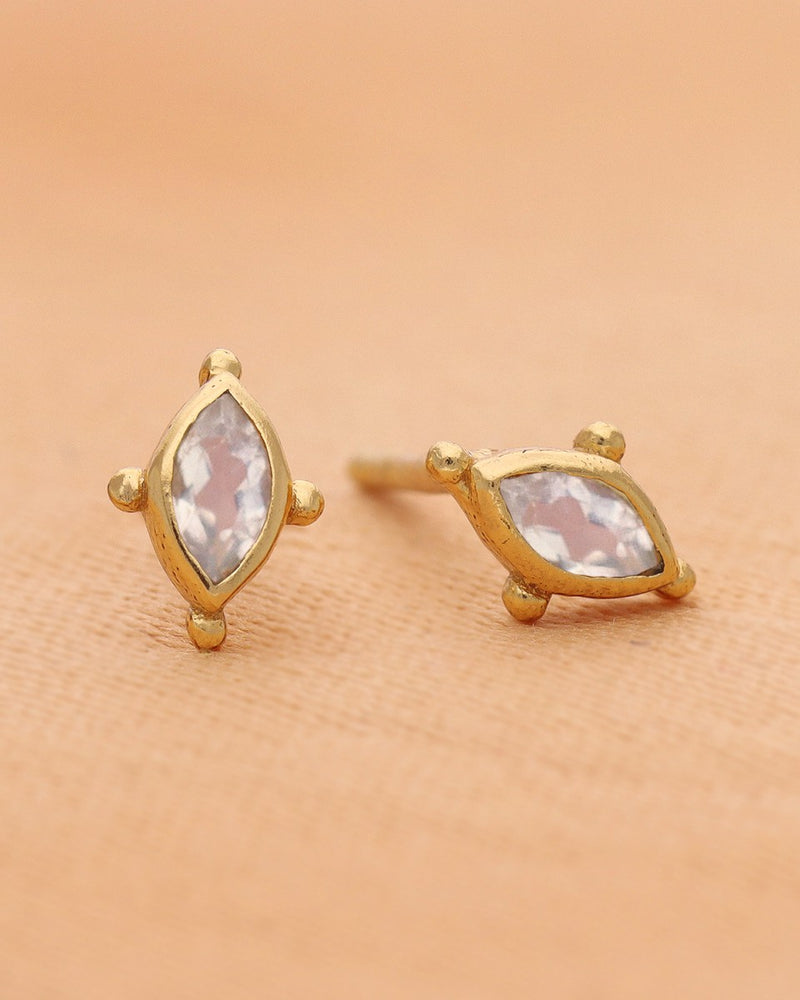 Oval Studs with Dots and Stones
