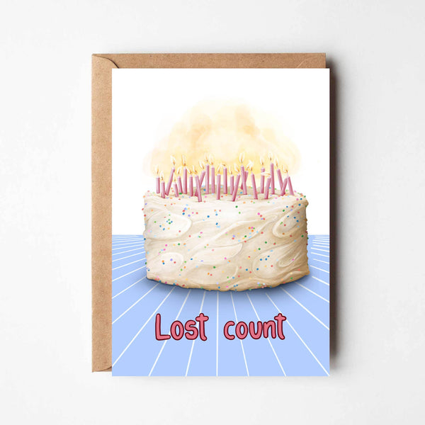 Lost Count Birthday Cake - Food Themed Greeting Card