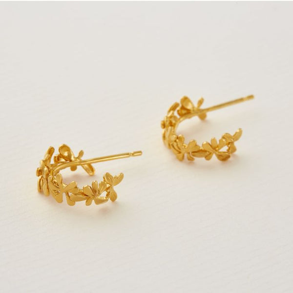 Sprouting Rosette Huggie Hoops - Gold