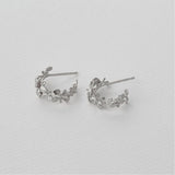 Sprouting Rosette Huggie Hoops - Silver