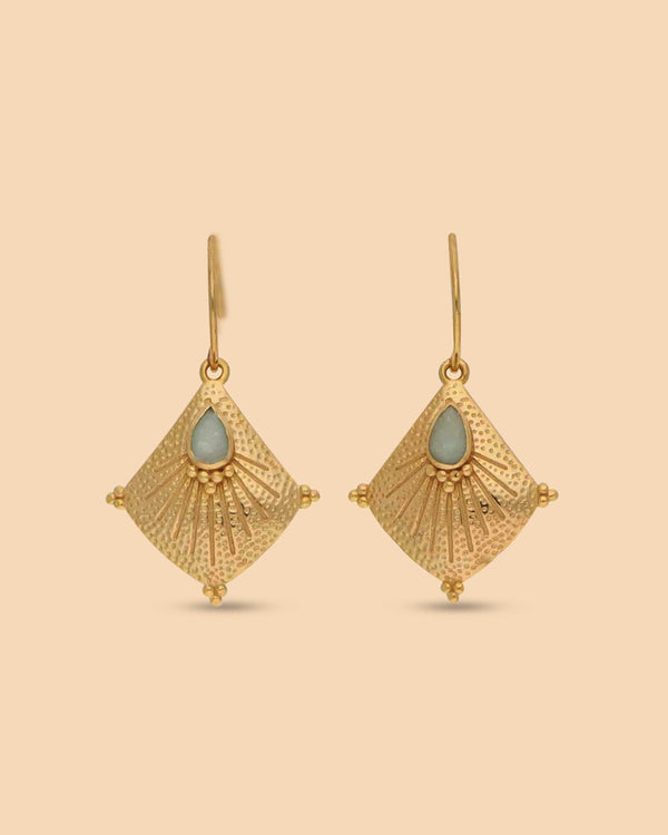 Hanging Ray Earrings with Stones