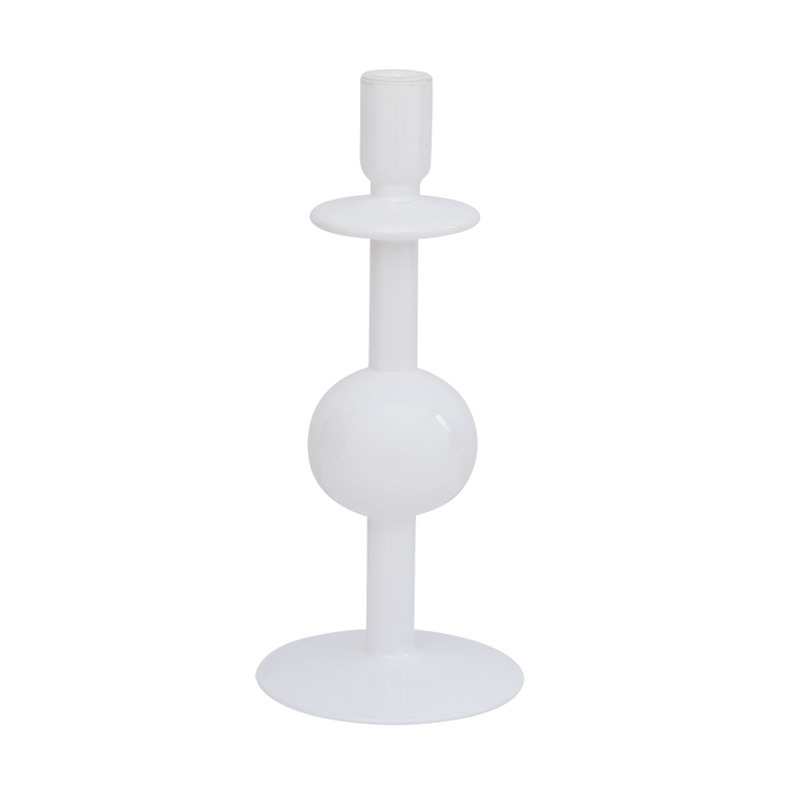 White Recycled Glass Bulb Candleholder