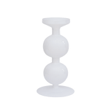 White Double Bulb Recycled Glass Candleholder