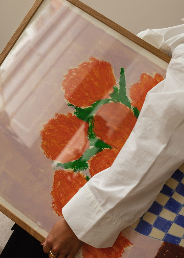 Orange Flowers by Carla LLanos (30x40 framed in Dark Oak)
