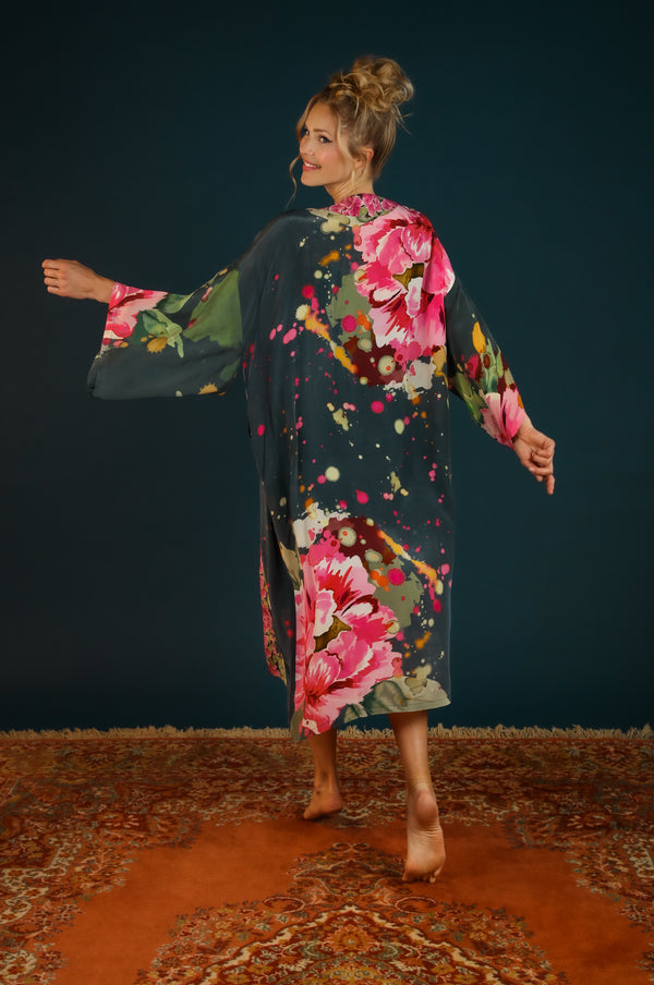 Painted Peony Kimono Gown