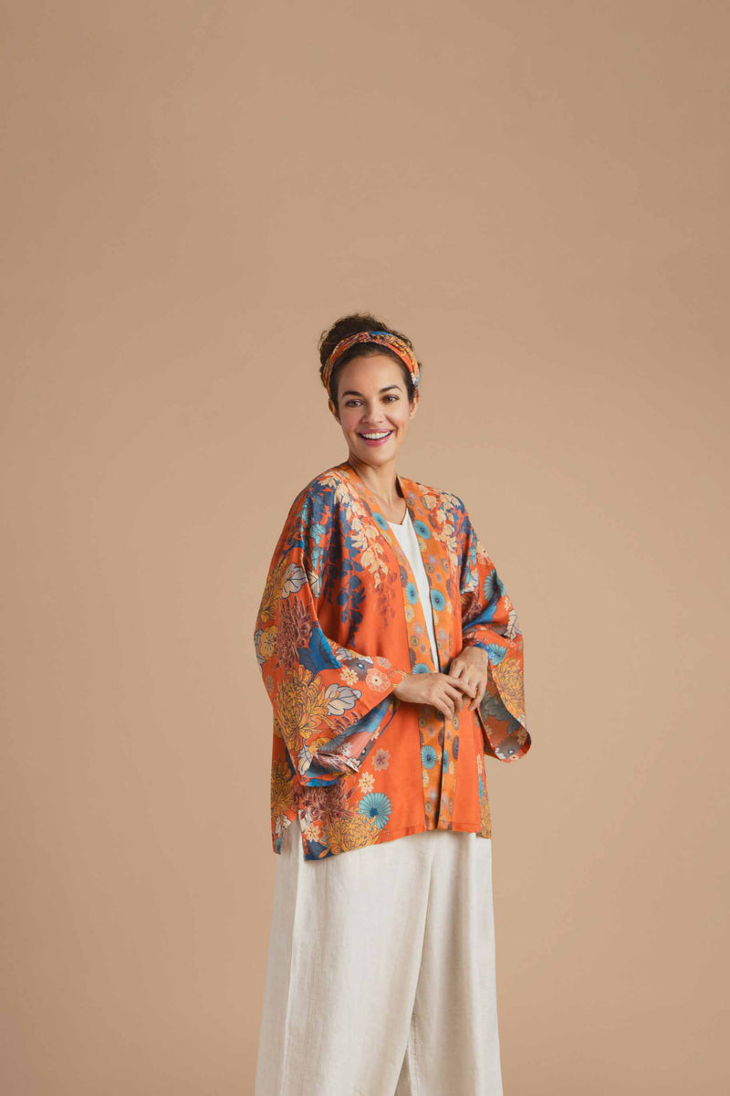 Trailing Wisteria Kimono Jacket Terracotta