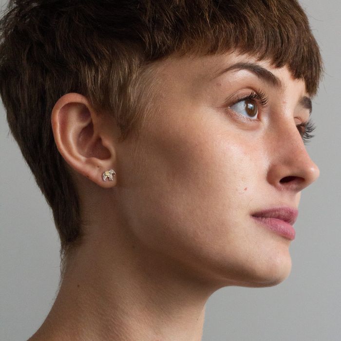 Marching Elephant Stud Earrings
