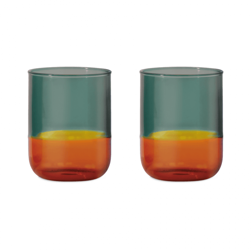 Teal and Orange Drinking Glasses (Set of 2)