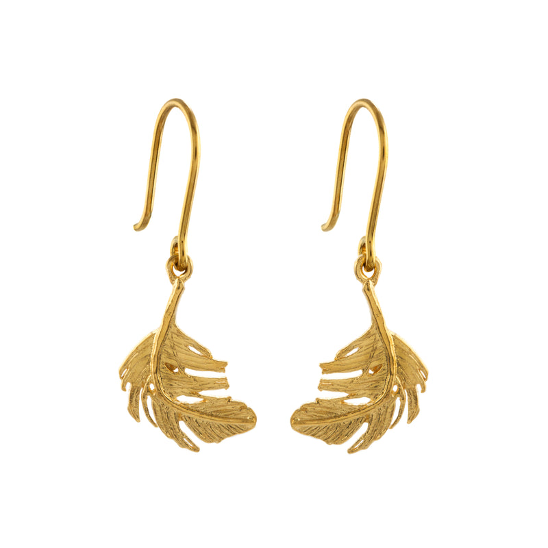Little Feather Hook Earrings - Golden